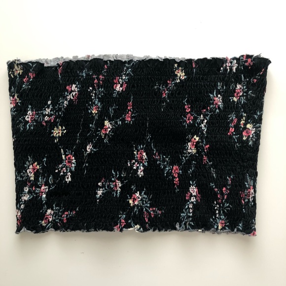 Garage M Black w/ Floral Tube Top - Picture 1 of 3
